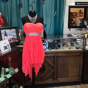 Hot Coral Sequin Accent Dress By My Michelle (9)